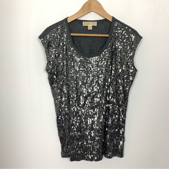 Michael Kors Sequin Scoop Neck Tee - Picture 2 of 7